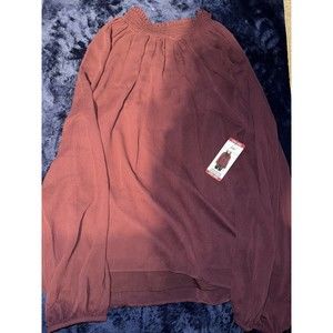 Joie Designer Women Long Sleeved Smock Top Blouse XL Burgundy Red Polyester $278